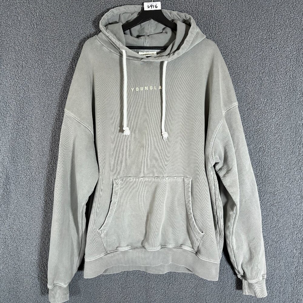Youngla Cotton Pullover Sweatshirt Hoodie - Men's Size XL - Green Gray